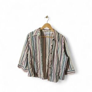 Alfred Dunner Petite Blouse – Multicolor Floral Trim (Size 12P) Vintage Blouse